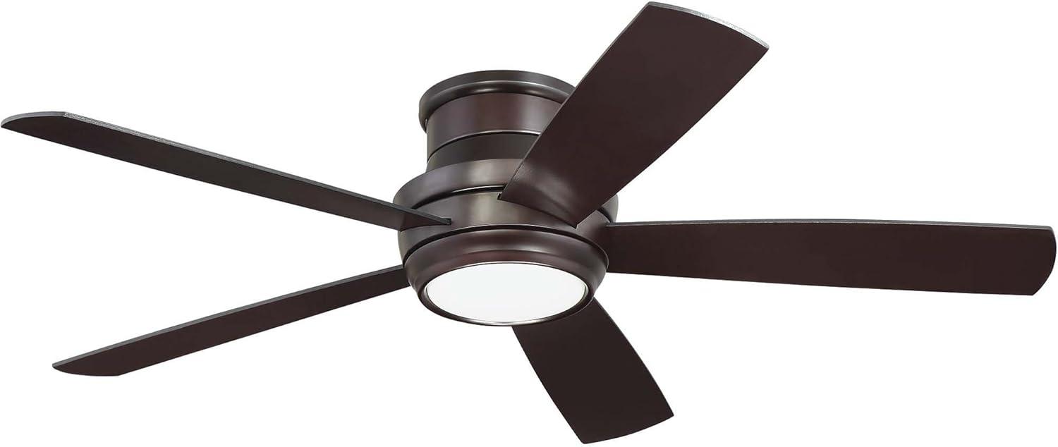 52" Bronze Low Profile Ceiling Fan with LED Light and Remote