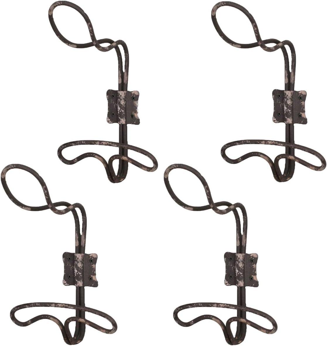 Rustic Metal Wire Wall Basket with Hooks, 4-Pack