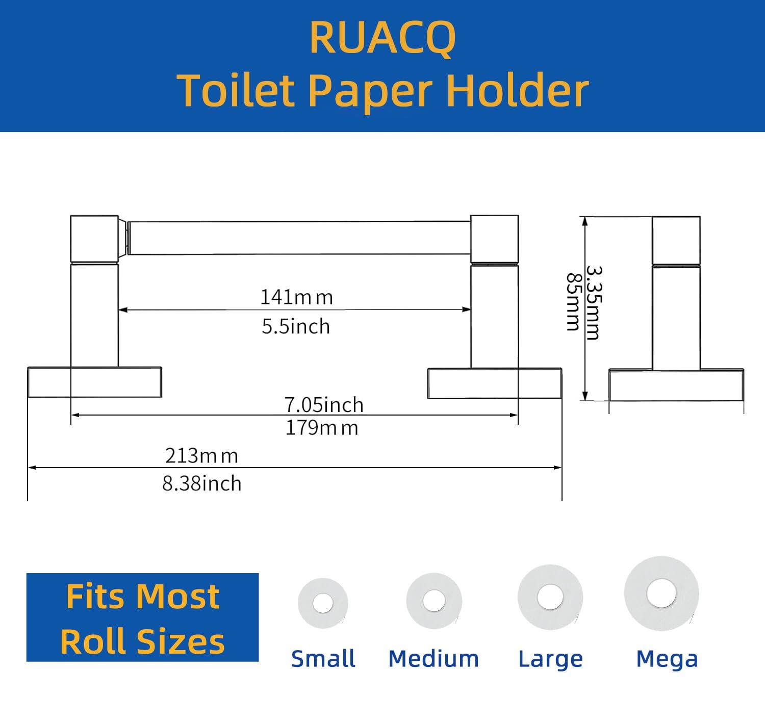 Double Post Pivoting Modern Square Toilet Paper Holder by RUACQ, Brushed Nickel, Wall Mounted