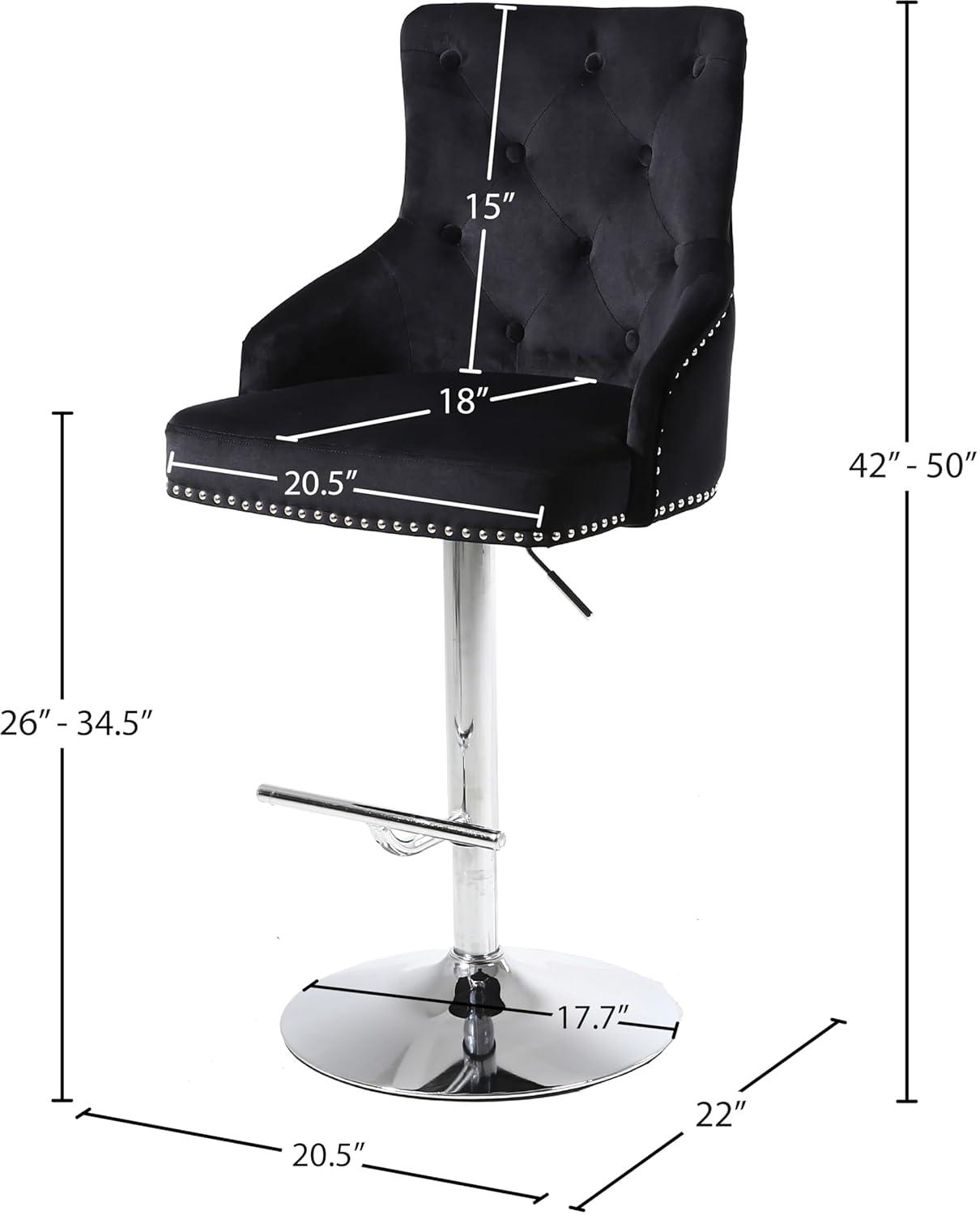 Meridian Furniture,Claude Black Velvet Adjustable Stool