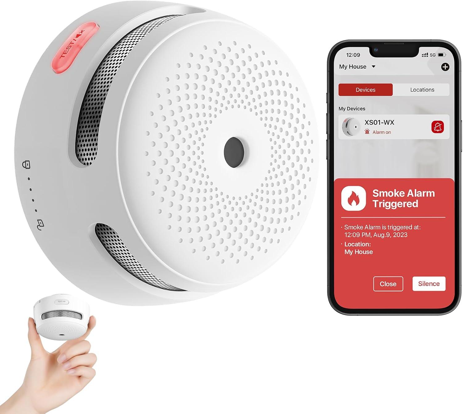 X-Sense Wi-Fi Smart Smoke Detector Fire Alarm with Replaceable Battery, Real-Time App Notifications, XS01-WX, 1-Pack