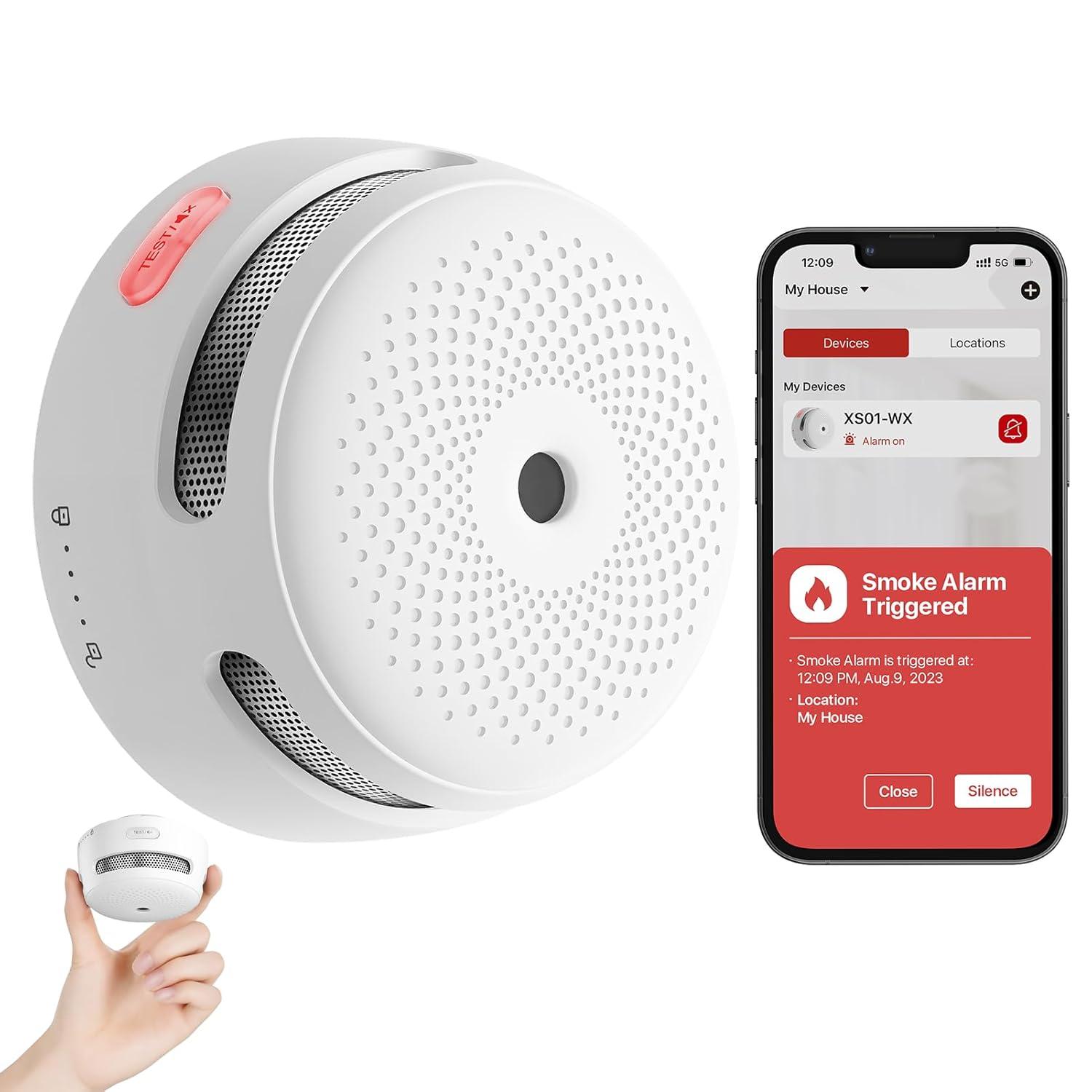X-Sense Wi-Fi Smart Smoke Detector Fire Alarm with Replaceable Battery, Real-Time App Notifications, XS01-WX, 1-Pack