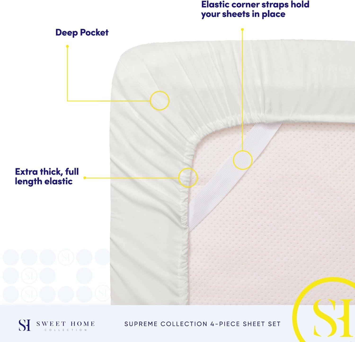 4 Piece Sheet Set, Ultra Soft 1800 Series, Double Brushed Microfiber by Sweet Home Collection®