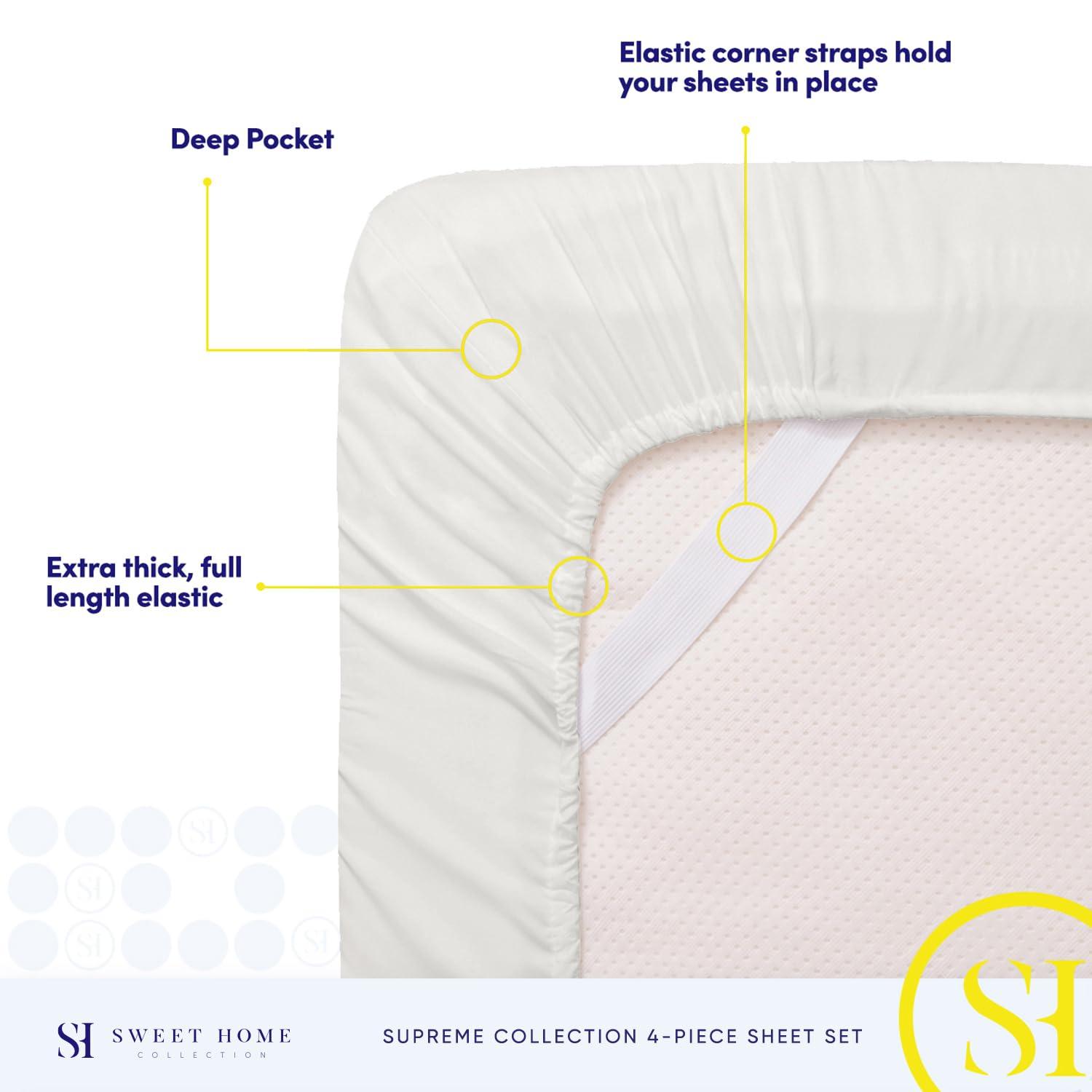 Sweet Home Collection Luxurious Classic Soft Solid 1800 Series Microfiber Sheet Set, Various Colors and Sizes