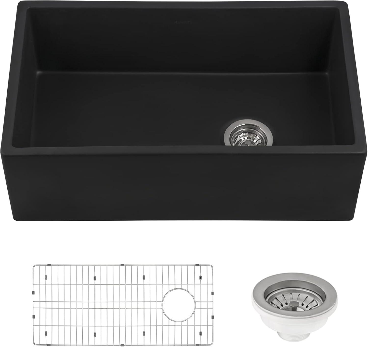 Ruvati 30-inch Fireclay Modern Farmhouse Kitchen Sink Single Bowl