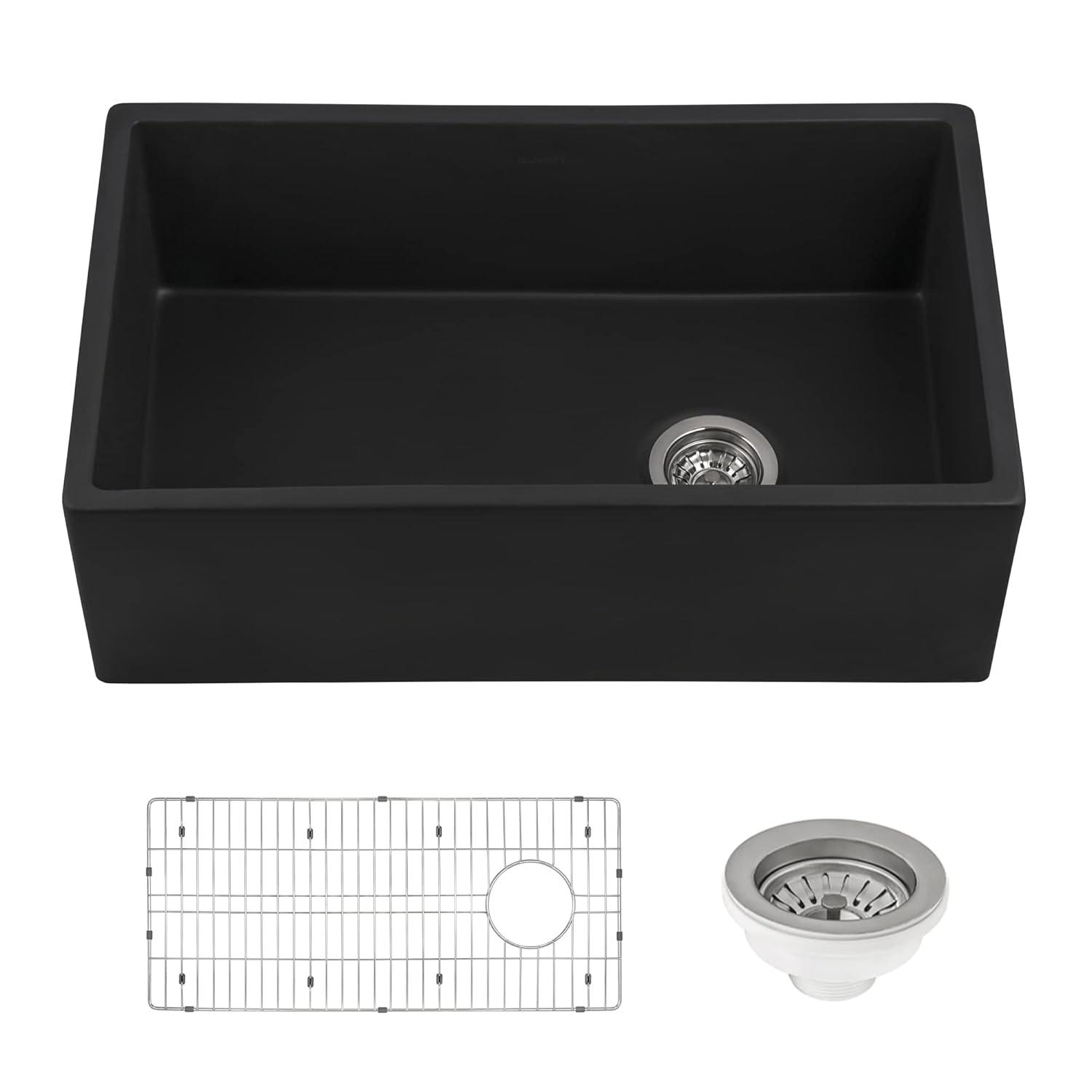 Ruvati 30-inch Fireclay Modern Farmhouse Kitchen Sink Single Bowl