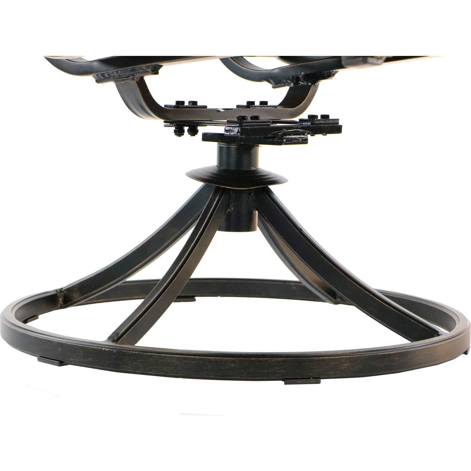Hanover Fontana 7-Piece Outdoor Dining Set with 2 Sling Swivel Rockers, 4 Sling Chairs, and a 38-In. x 72-In. Cast-Top Table