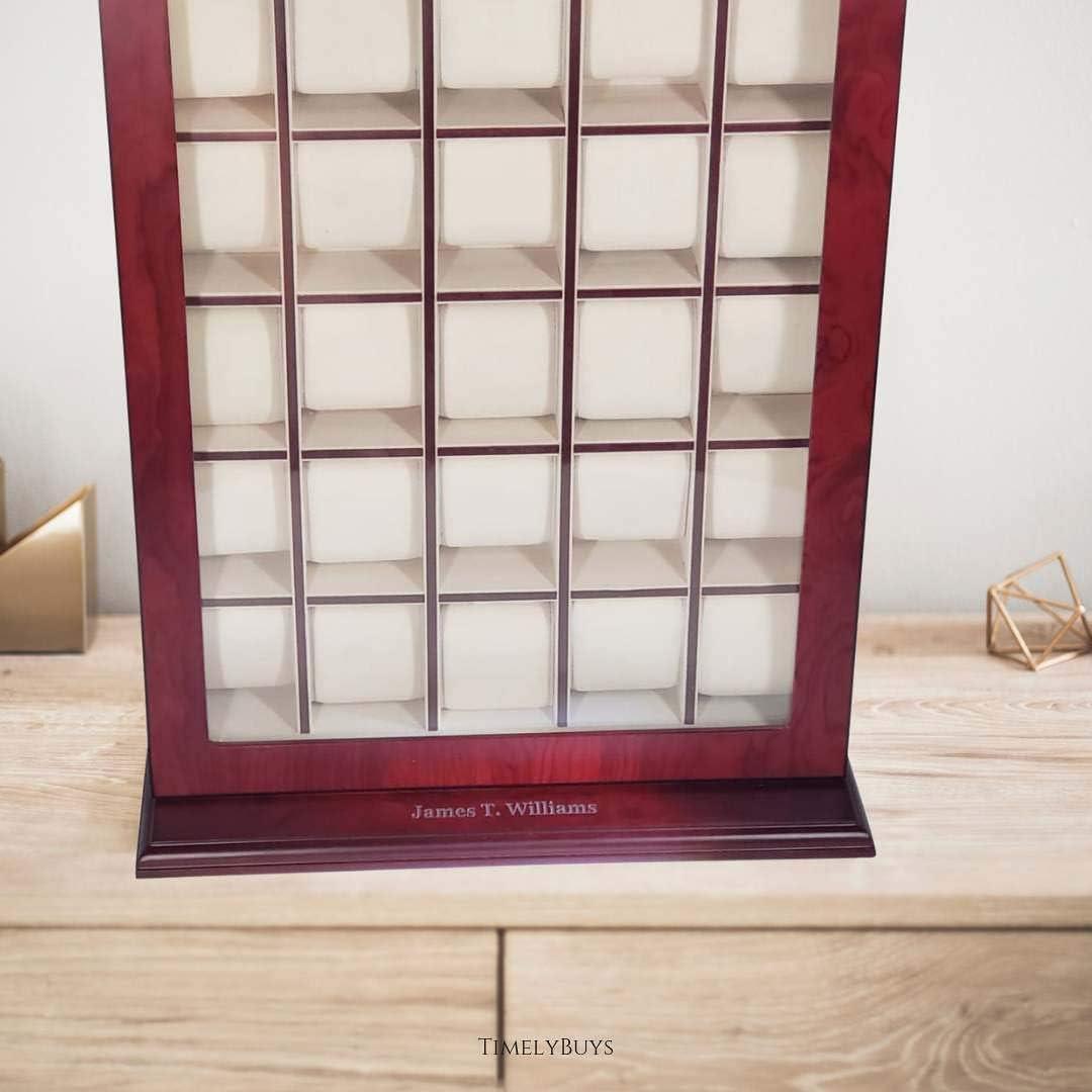 Cherry Wood 30-Slot Wall Mounted Watch Display Case