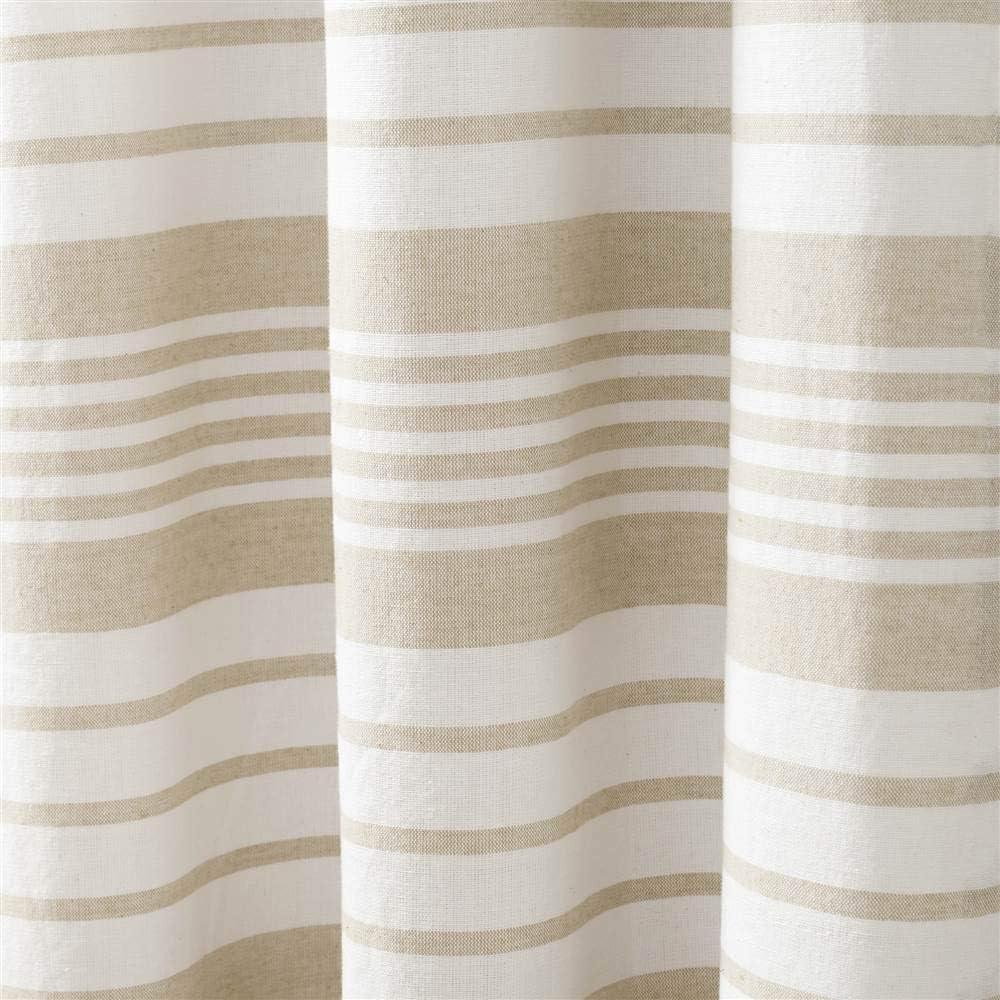 Lush Decor Nantucket Yarn Dyed Tassel Fringe Window 100% Cotton Striped Semi-Sheer Rod Pocket Curtain Panels (Set of 2)