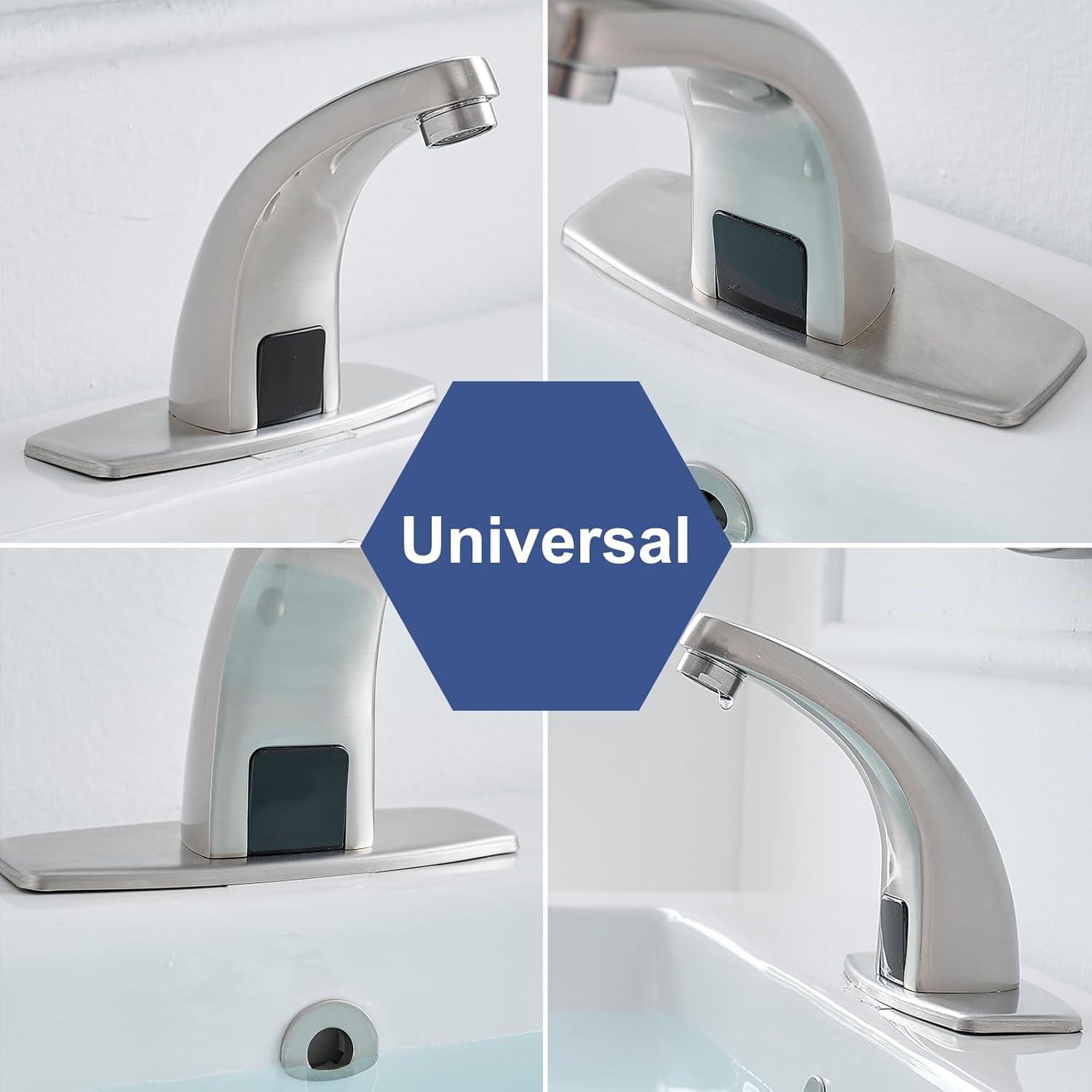 BWE 6.3 Inch Sink Hole Cover Bathroom Vessel Vanity Sink Faucet Rectangle Cover Deck Plate for 1 Or 3 Hole Escutcheon Brushed Nickel