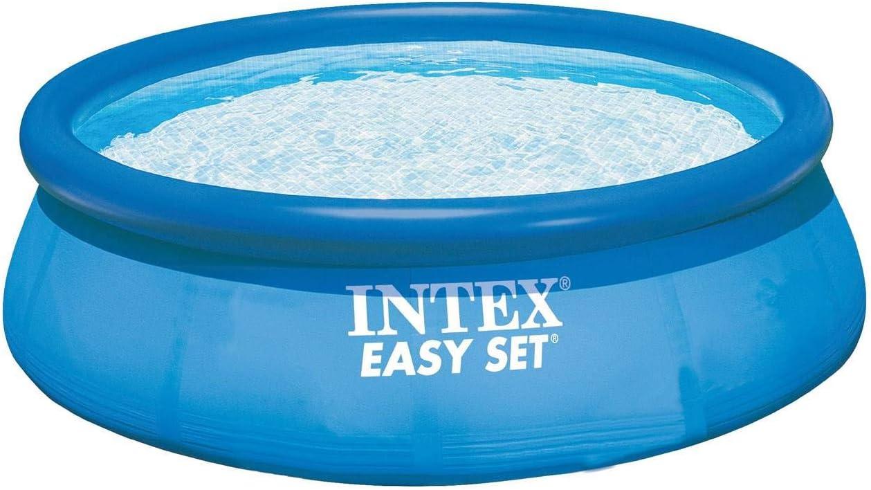 Intex Easy Set Inflatable Puncture Resistant Circular Above Ground Portable Outdoor Family Swimming Pool with Filter