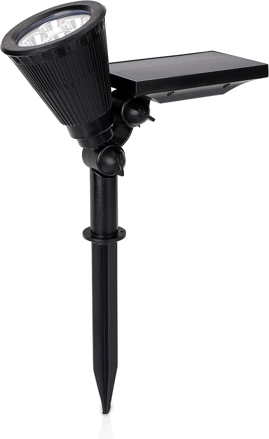 Black Solar Powered Adjustable LED Landscape Spotlights, 2-Pack