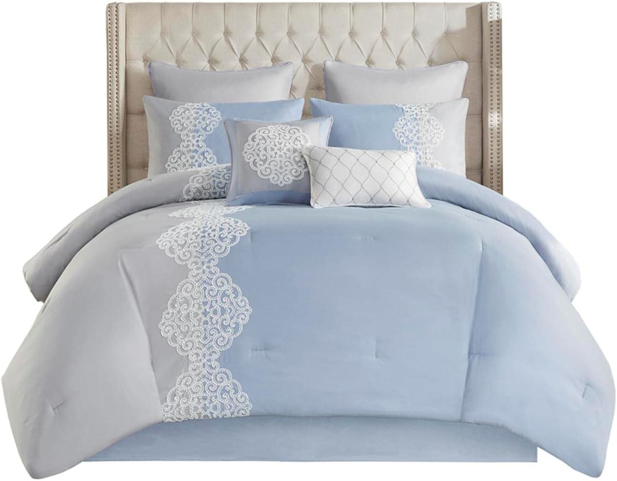 8 Piece Embroidered Microfiber Comforter Set