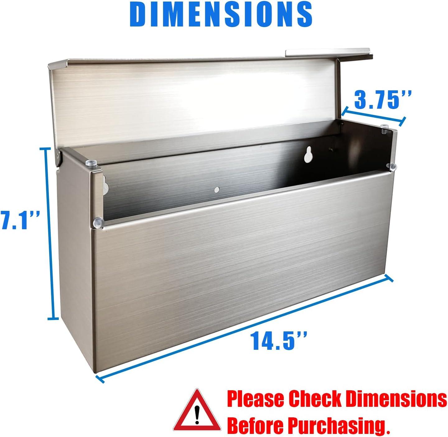 Modern Design Brushed Stainless Steel Mailbox for Walls, Wall Mounted Mailbox with Rainproof Design