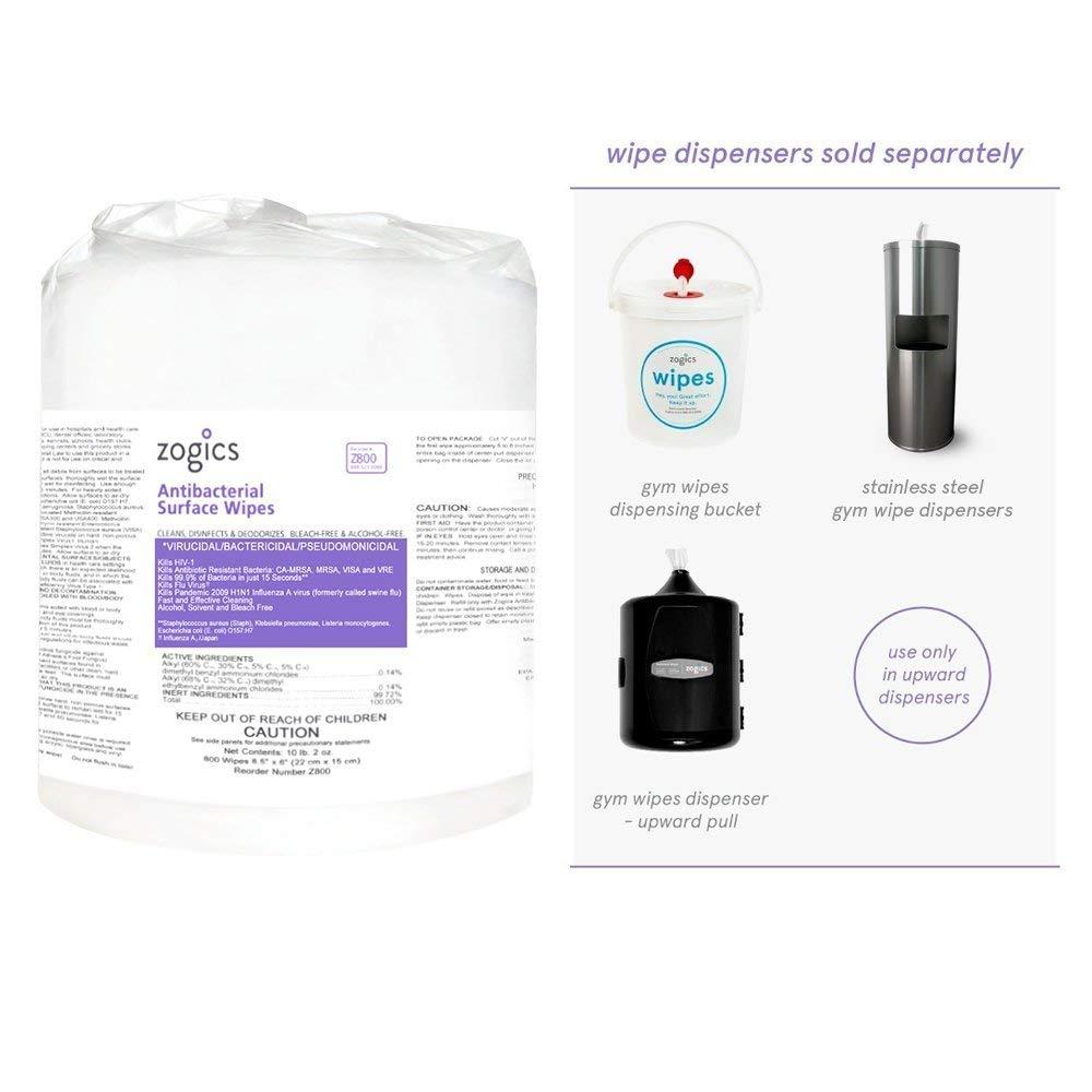Zogics Antibacterial Bleach-Free Commercial Surface Wipes, 800 Count