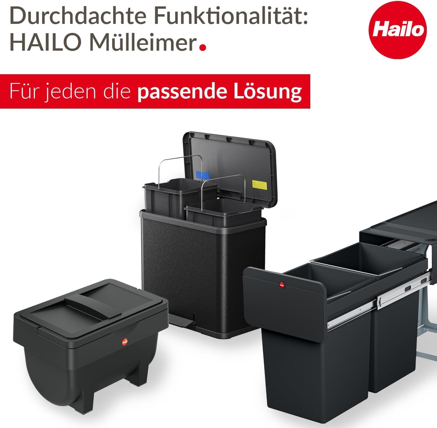 Hailo USA Inc. Plastic Manual Lift Multi-Compartments Trash & Recycling Bin