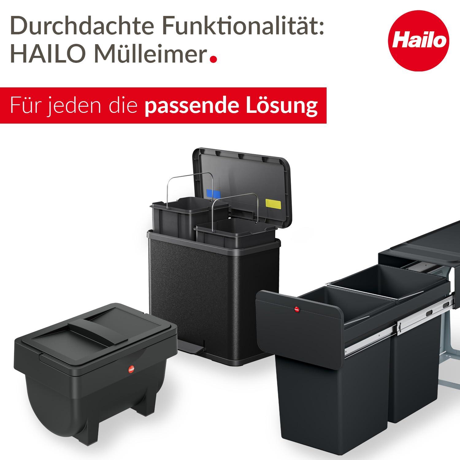 Hailo USA Inc. Plastic Manual Lift Multi-Compartments Trash & Recycling Bin