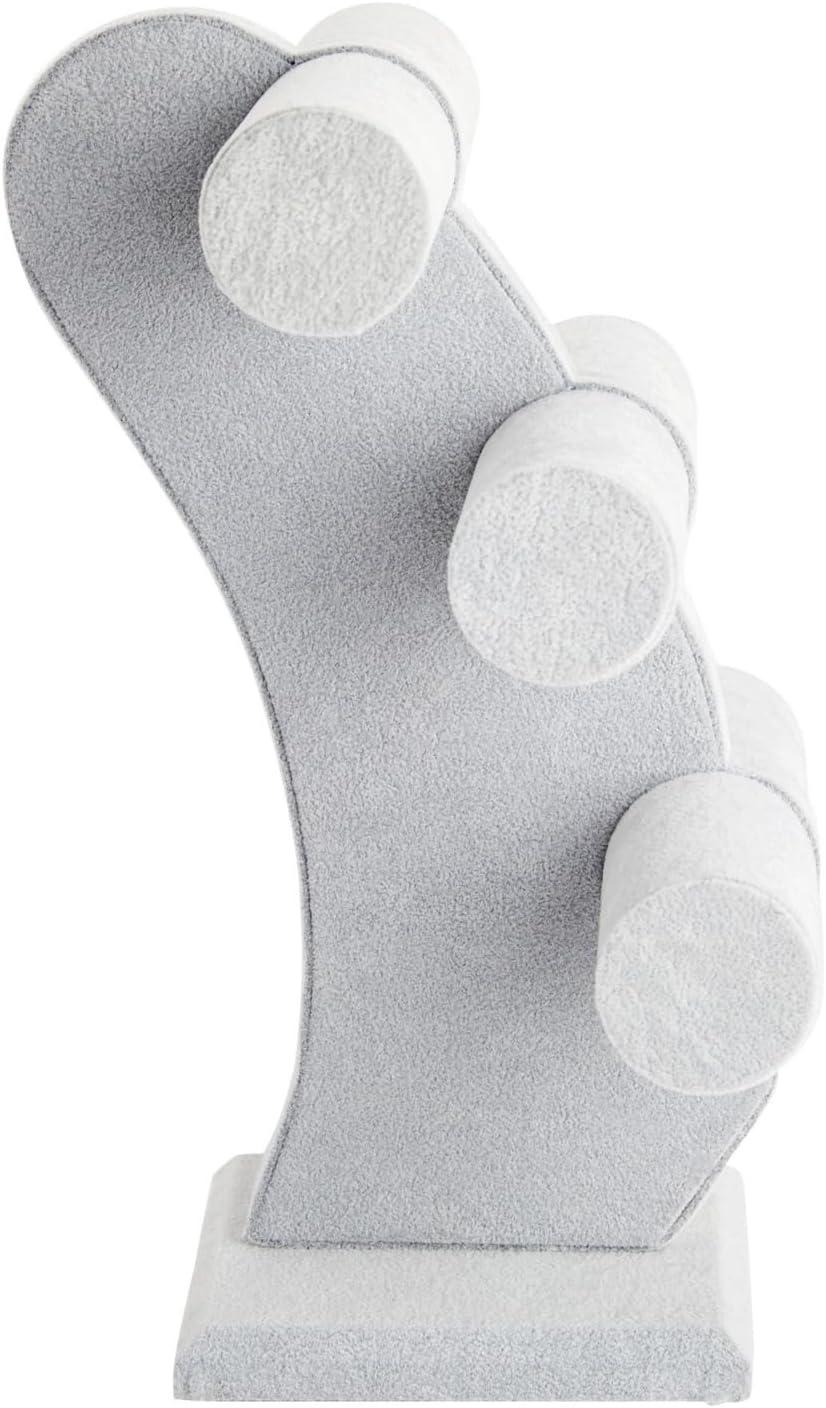 Juvale Velvet 3-Tier Jewelry Holder for Necklaces and Bracelets - Organizer Tower and Display for Selling (Gray)