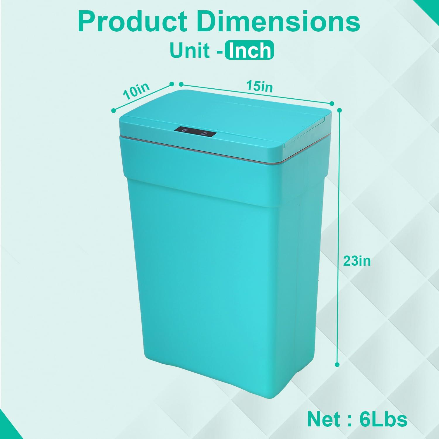CL.HPAHKL 13 Gallon Touch Free Automatic Trash Can with Lid, Plastic Motion Sensor Kitchen Garbage Can, Touchless Trashcan Trash Bin for Bathroom, Office, Home, Blue