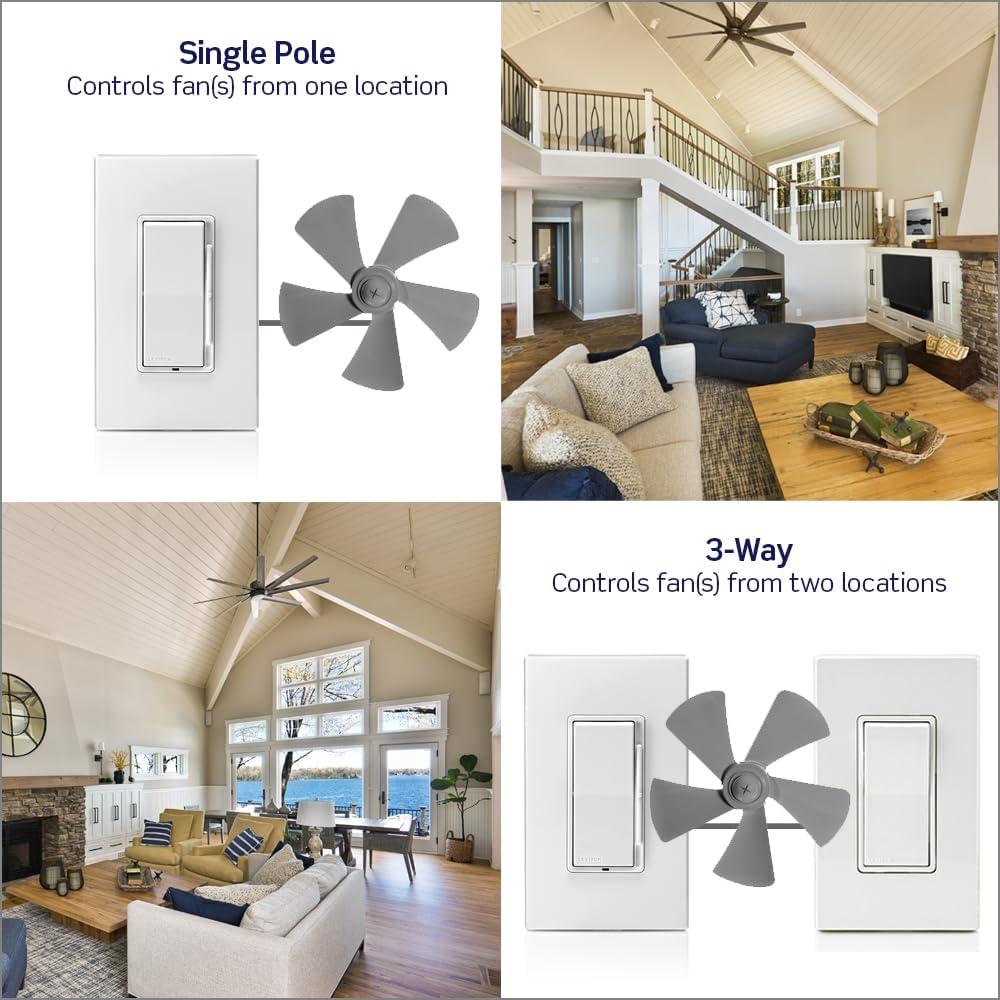 White Dual Rocker Slide Fan Speed Control Switch