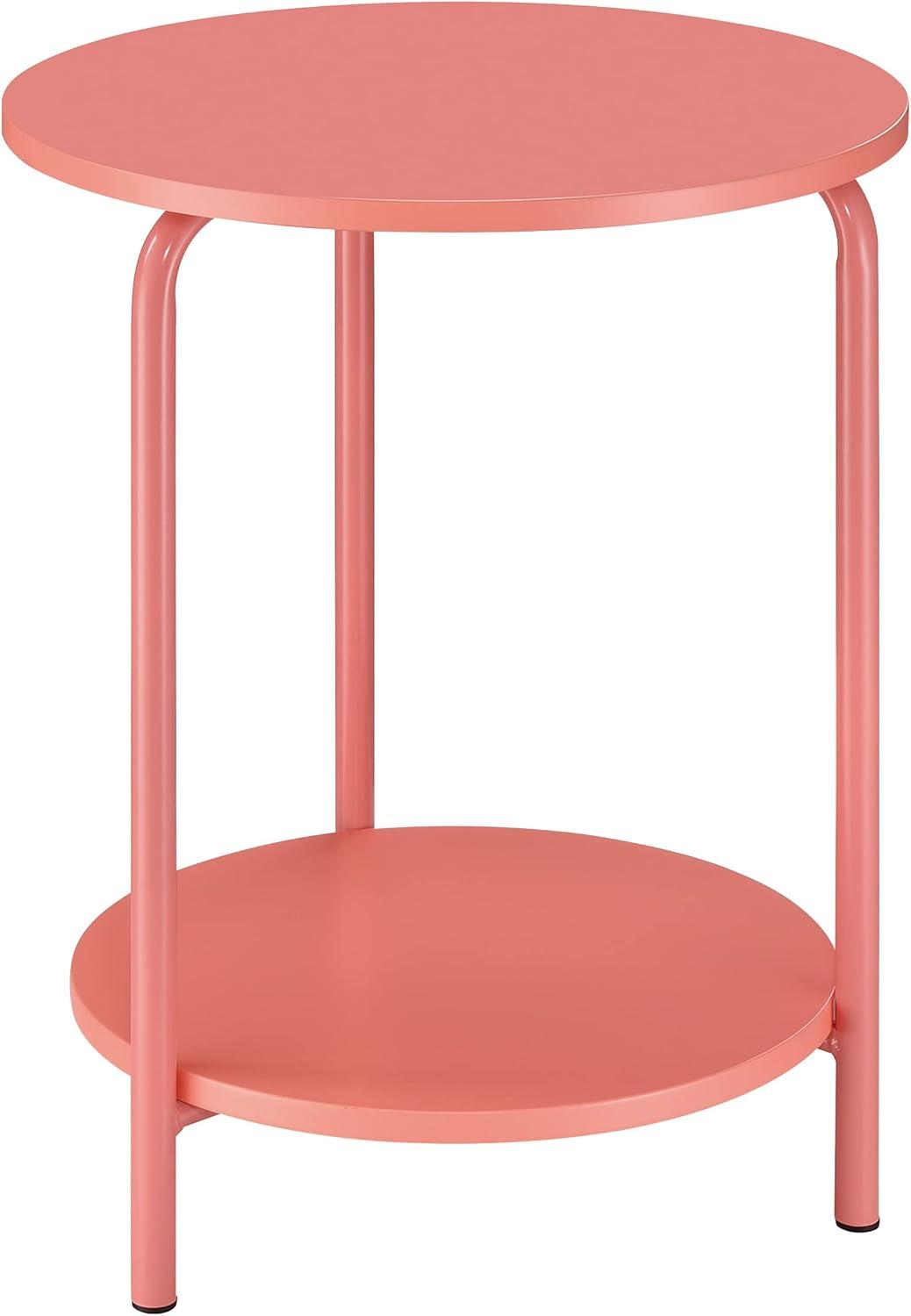 OSP Home Furnishings Elgin Metal Accent Table in Coral Pink