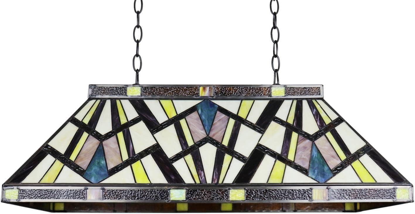 Vincent Bronze 28" Stained Glass Mission Island Pendant