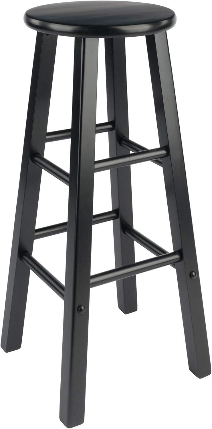 Transitional Solid Wood 29" Adjustable Black Bar Stool Set