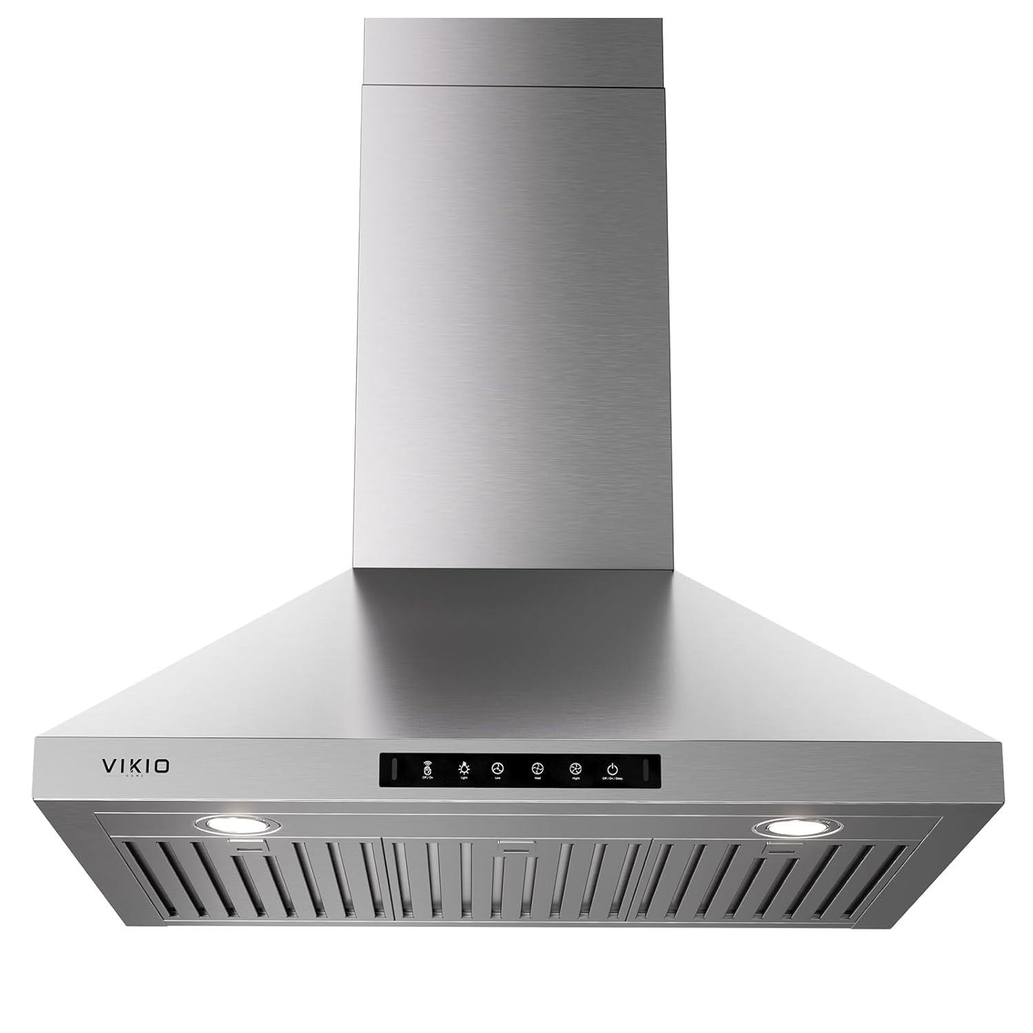 30 in. 900 CFM Convertible Wall Mount Range Hood in Stainless Steel with LED Lights, Carbon Filters and Touch, Gesture