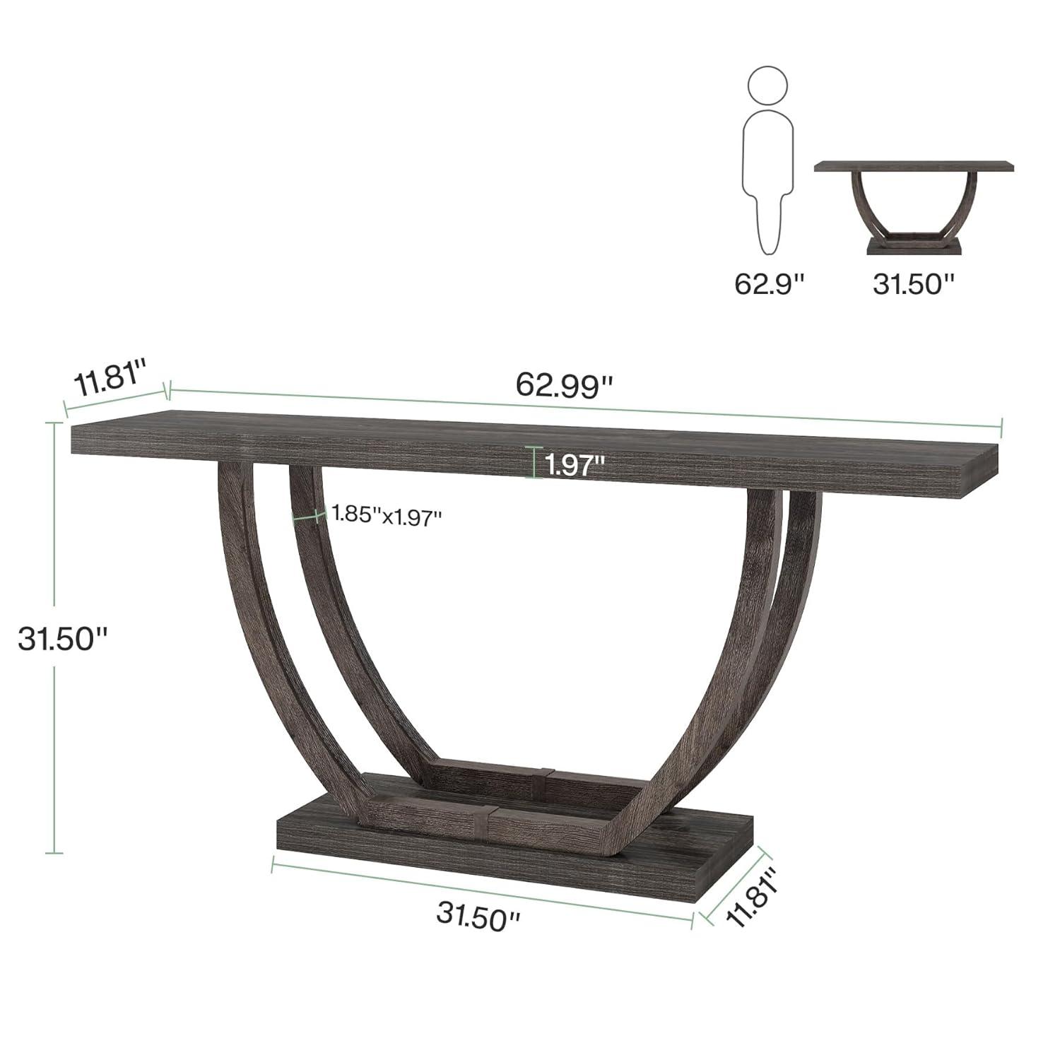 Resenkos Entryway Table, Console Sofa Table,63" Farmhouse Console Table, 2-Tier Entryway Sofa Table Gray