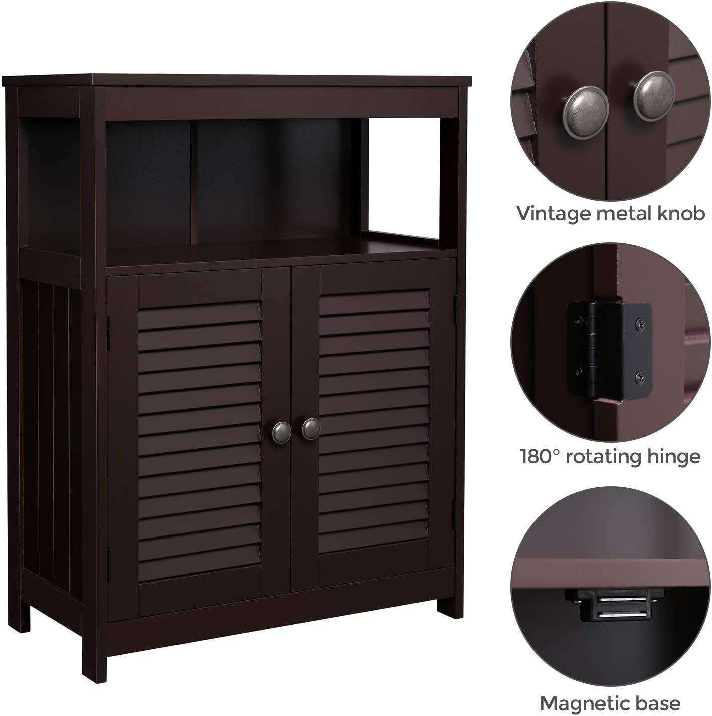 Brown MDF Living Room Cabinet with Adjustable Shelving