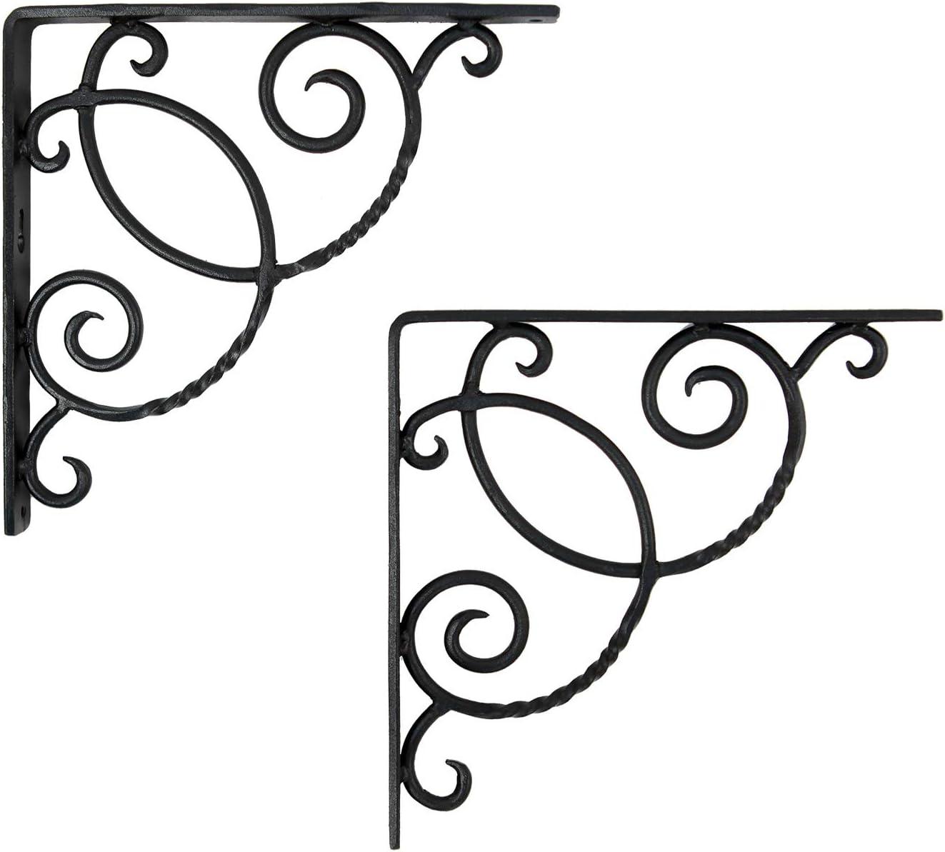 (Pair) Achla Designs Decorative Scroll Shelf Brackets Wrought Iron B-21