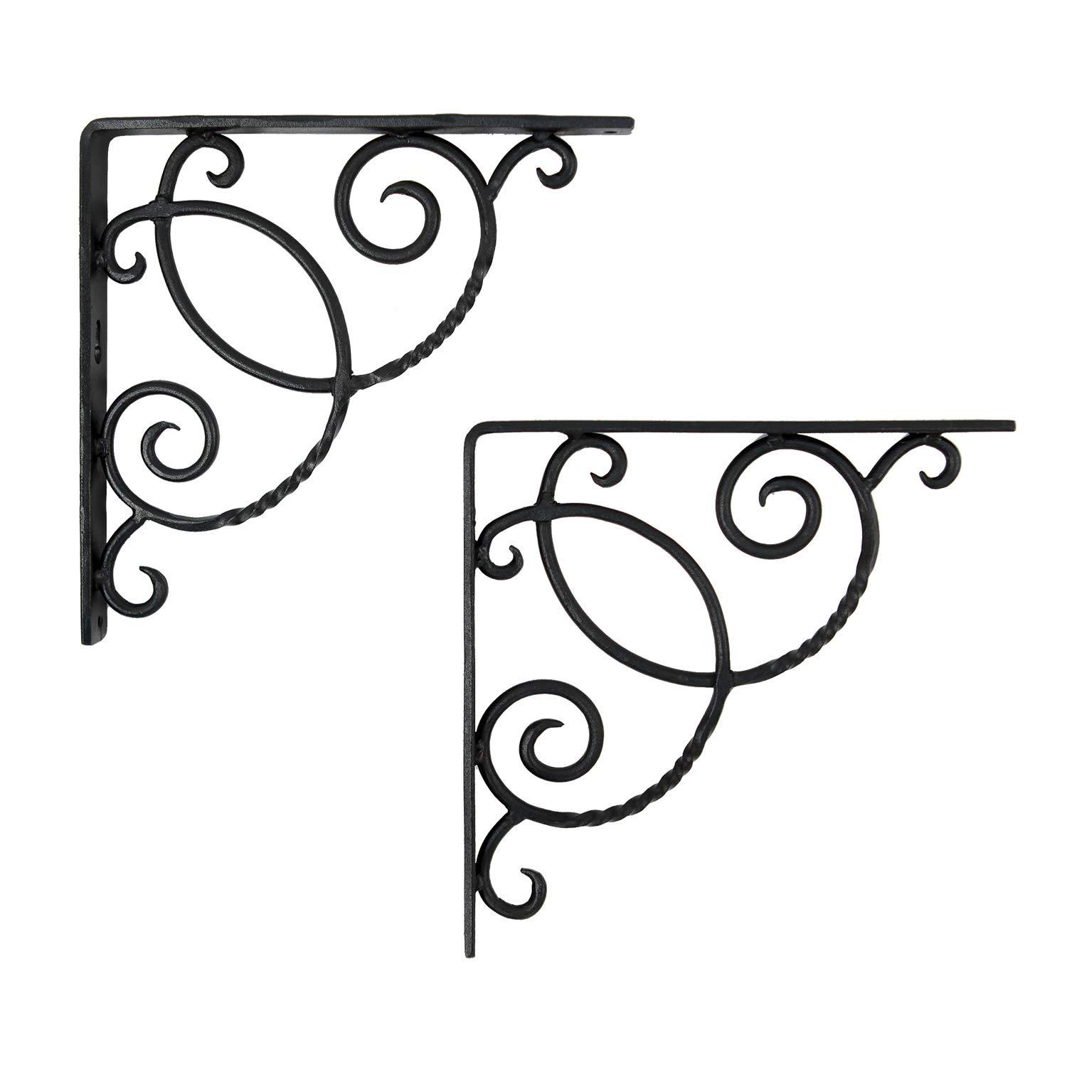 (Pair) Achla Designs Decorative Scroll Shelf Brackets Wrought Iron B-21