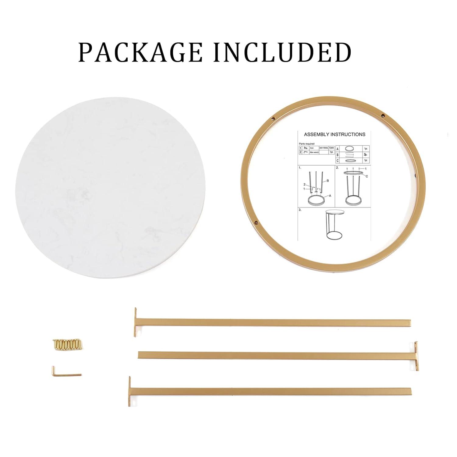 Modern 16 in Gold C-Top Faux Marble Side Table