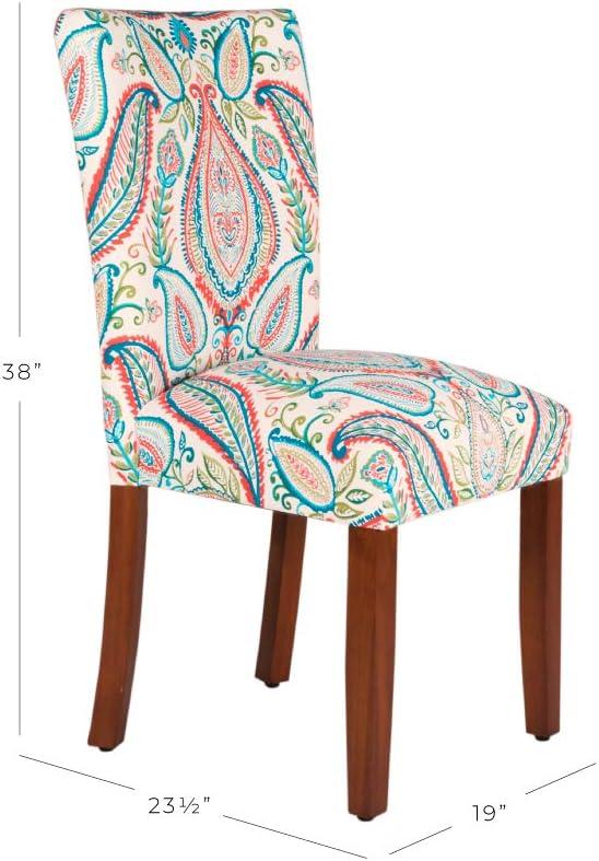 Classic Multicolor Linen and Wood Parsons Side Chair Set