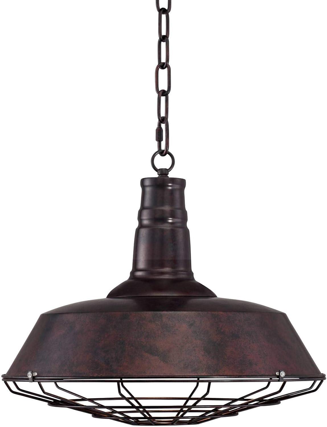 Rust Bronze Farmhouse Industrial Cage Pendant Light