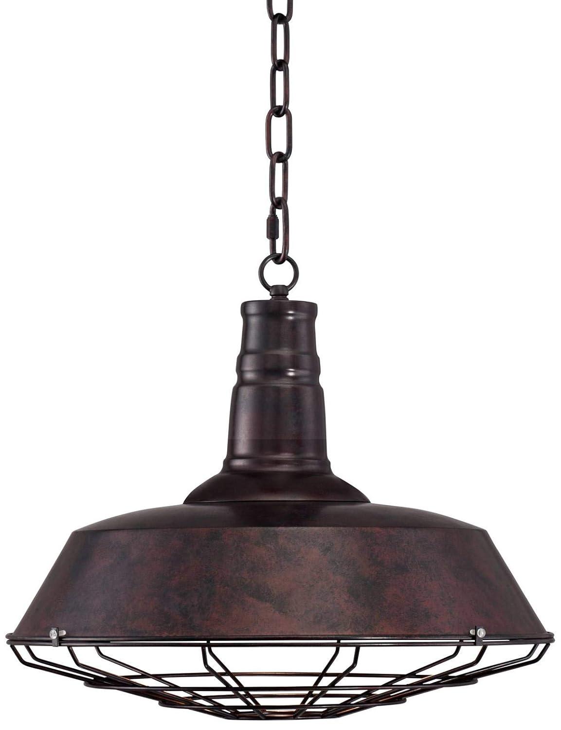Franklin Iron Works Tiedra Rust Bronze Pendant Light 18 1/4" Wide Farmhouse Industrial Rustic Cage for Dining Room House Foyer Kitchen Island Entryway