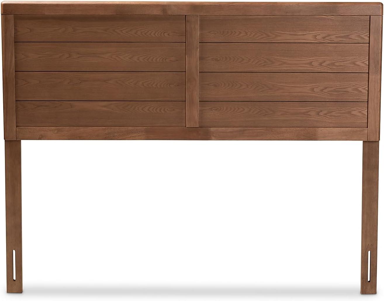 Baxton Studio Queen Seren Walnut Finished Wood Headboard Brown: Rubberwood Frame, No Box Spring Needed