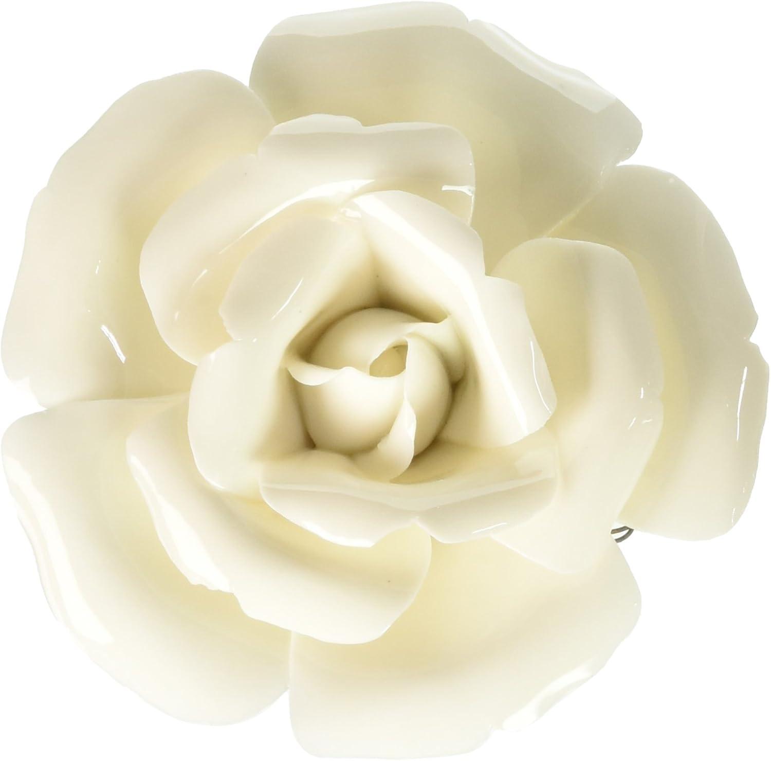 White Ceramic Floral Wall Sculpture, 3.25 Inch