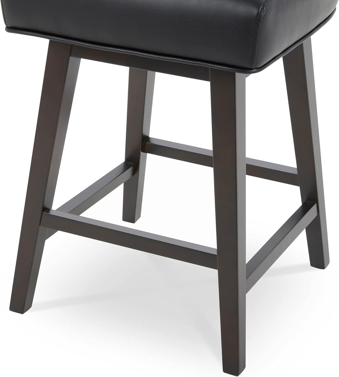 CHITA Swivel Counter Height Bar Stools with Faux Leather, 26 inch, Black