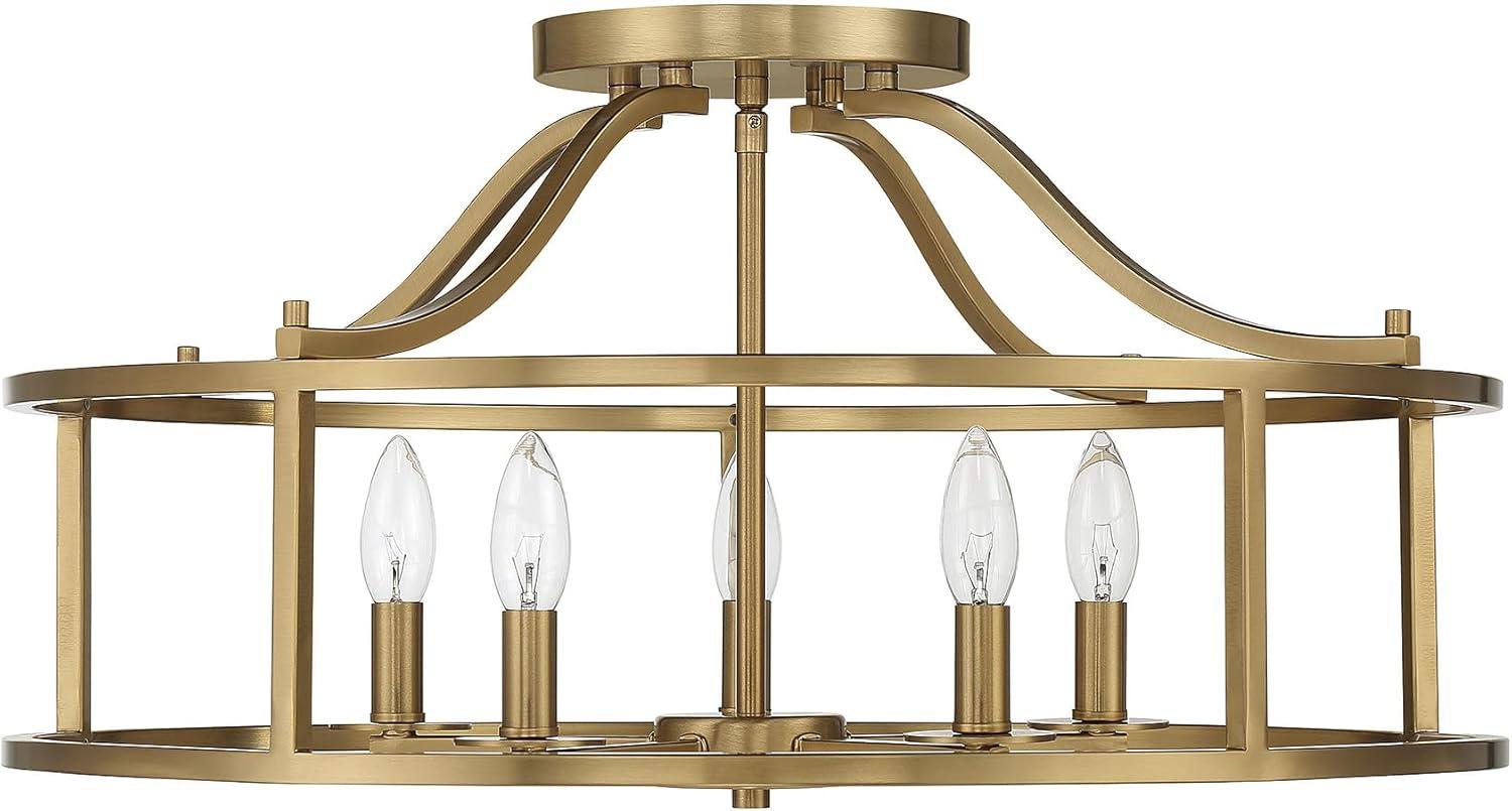 Savoy House Stockton 5 - Light Semi-Flush Mount in  Warm Brass