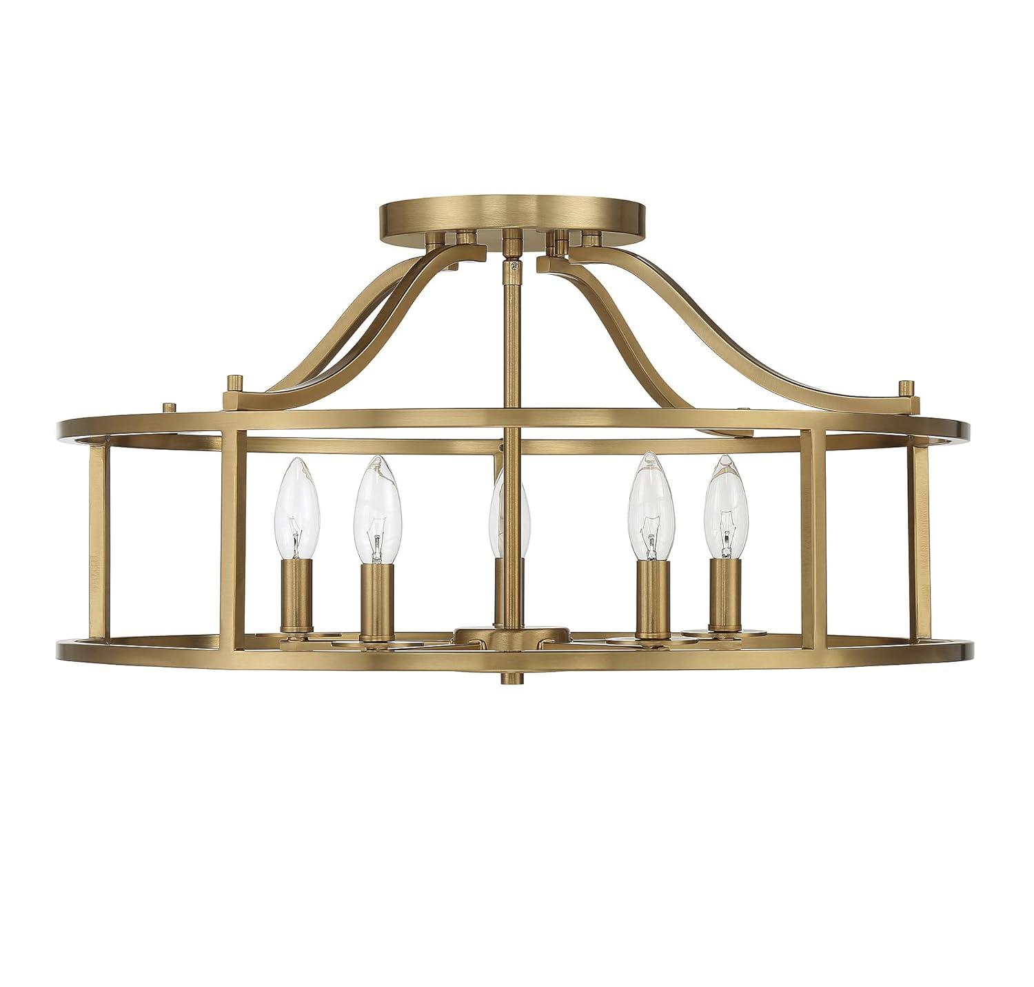 Savoy House Stockton 5 - Light Semi-Flush Mount in  Warm Brass