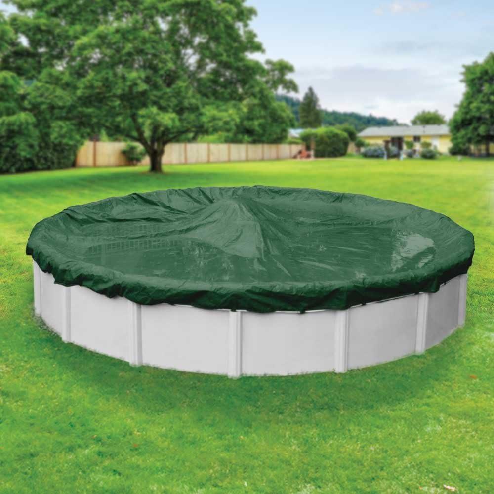 Supreme 15 ft Round Green Heavy-Duty Winter Pool Cover