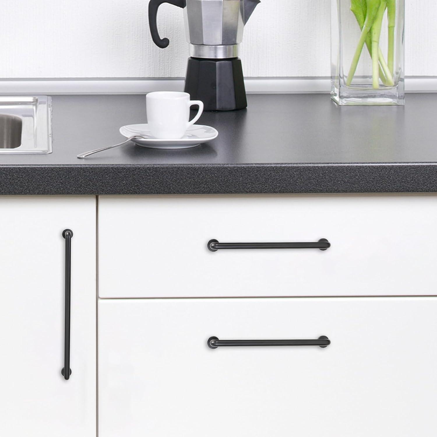 Matte Black Zinc Modern Cabinet Bar Pulls with Mounting Hardware