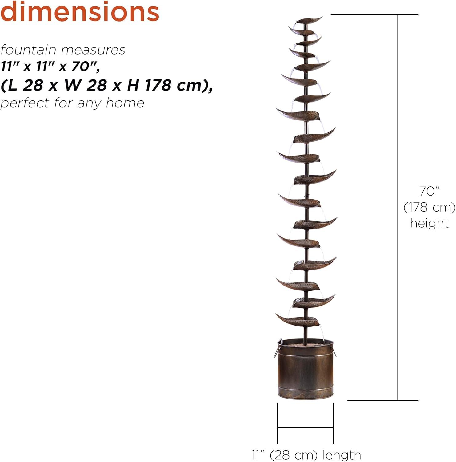 Alpine Bronze 70" Tiered Iron Leaf Fountain