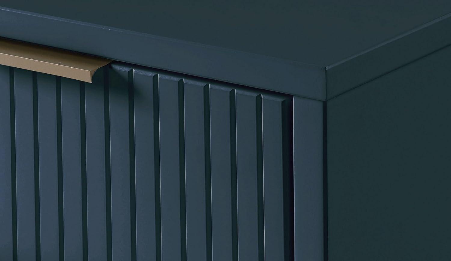 Manhattan Comfort Granville Modern 1 Drawer Nightstand Midnight Blue: Wood Frame, Storage Shelf, 30 Day Warranty