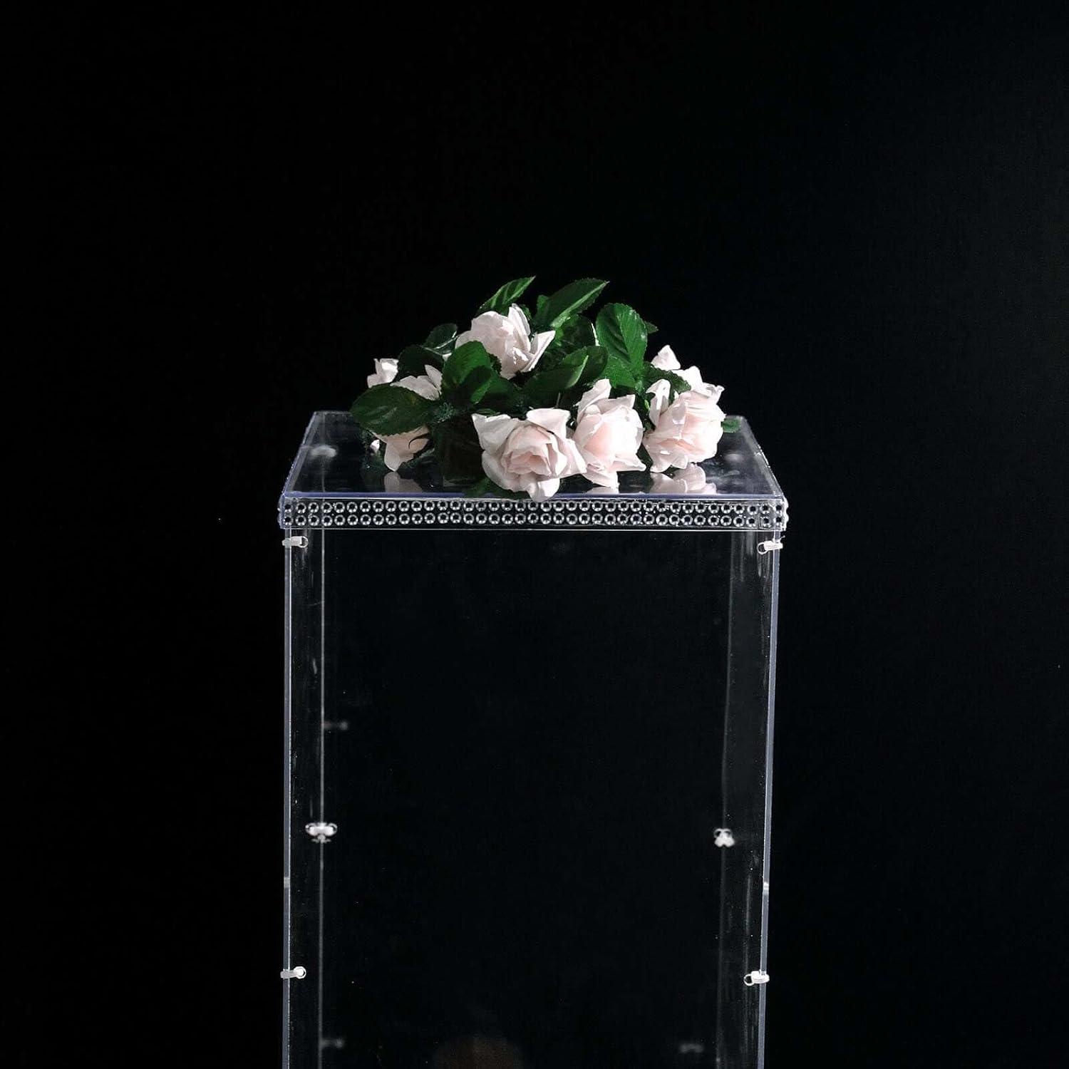 Efavormart 32" Acrylic & Lucite Wedding Decor Ideas Clear Display Box for Centerpieces with Interchangeable Lid and Base