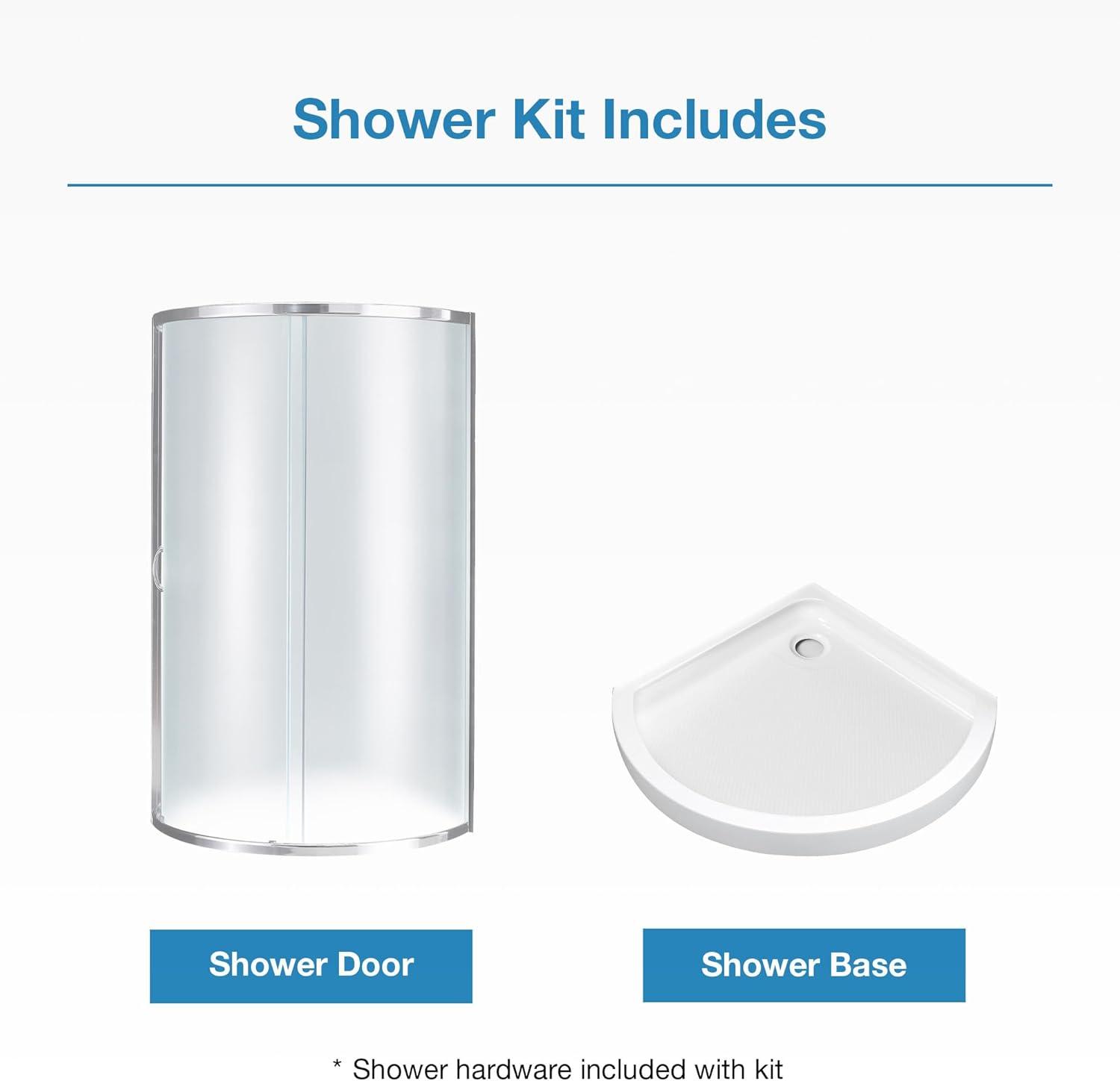 Ove Decors OVE Decors Breeze Premium 33 in. Round Shower Kit w/ Frosted, Base in Chrome Finish BREEZE 32 FROSTED GLASS KIT