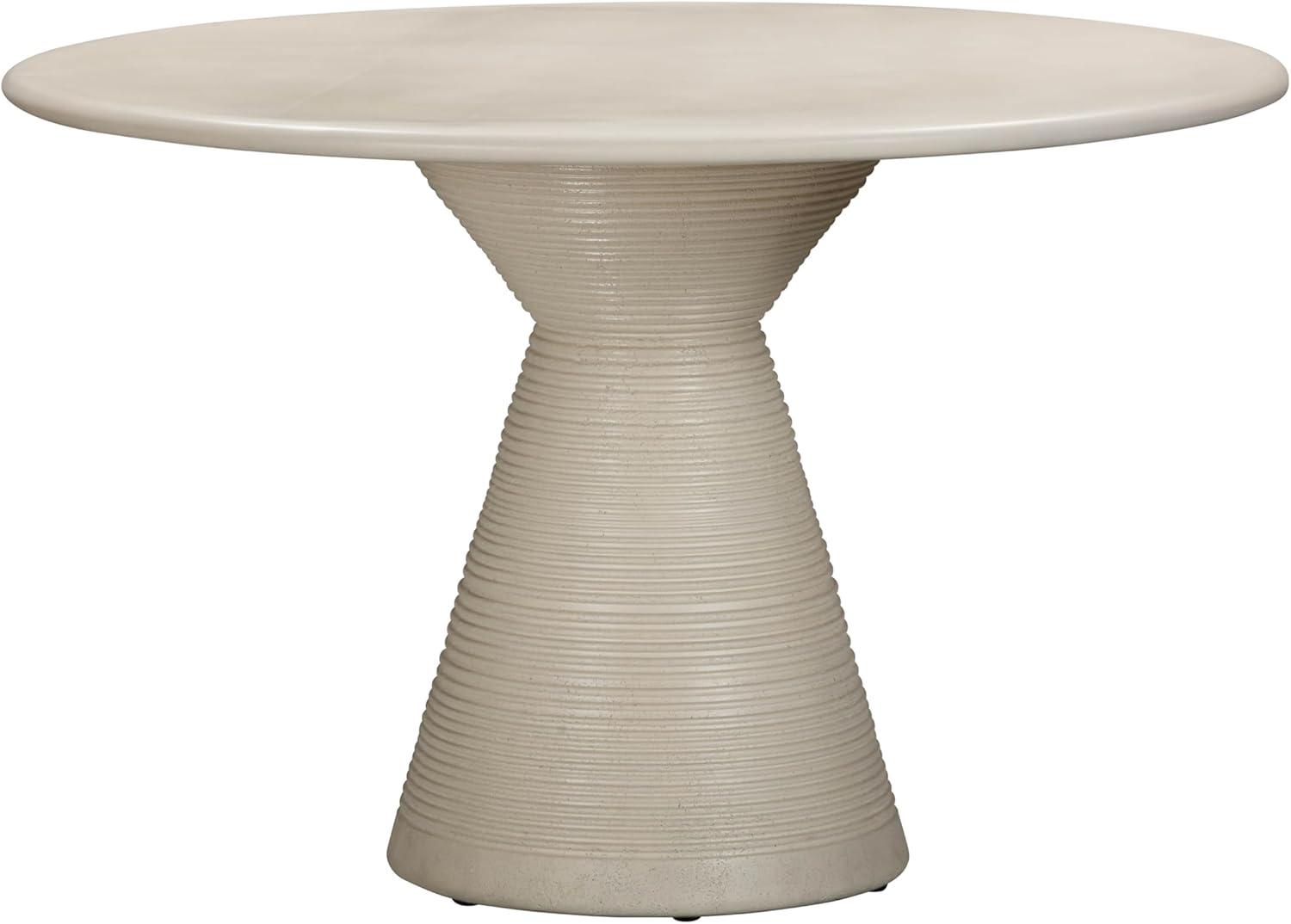 Fern Beige Textured Faux Plaster Concrete Round Dining Table