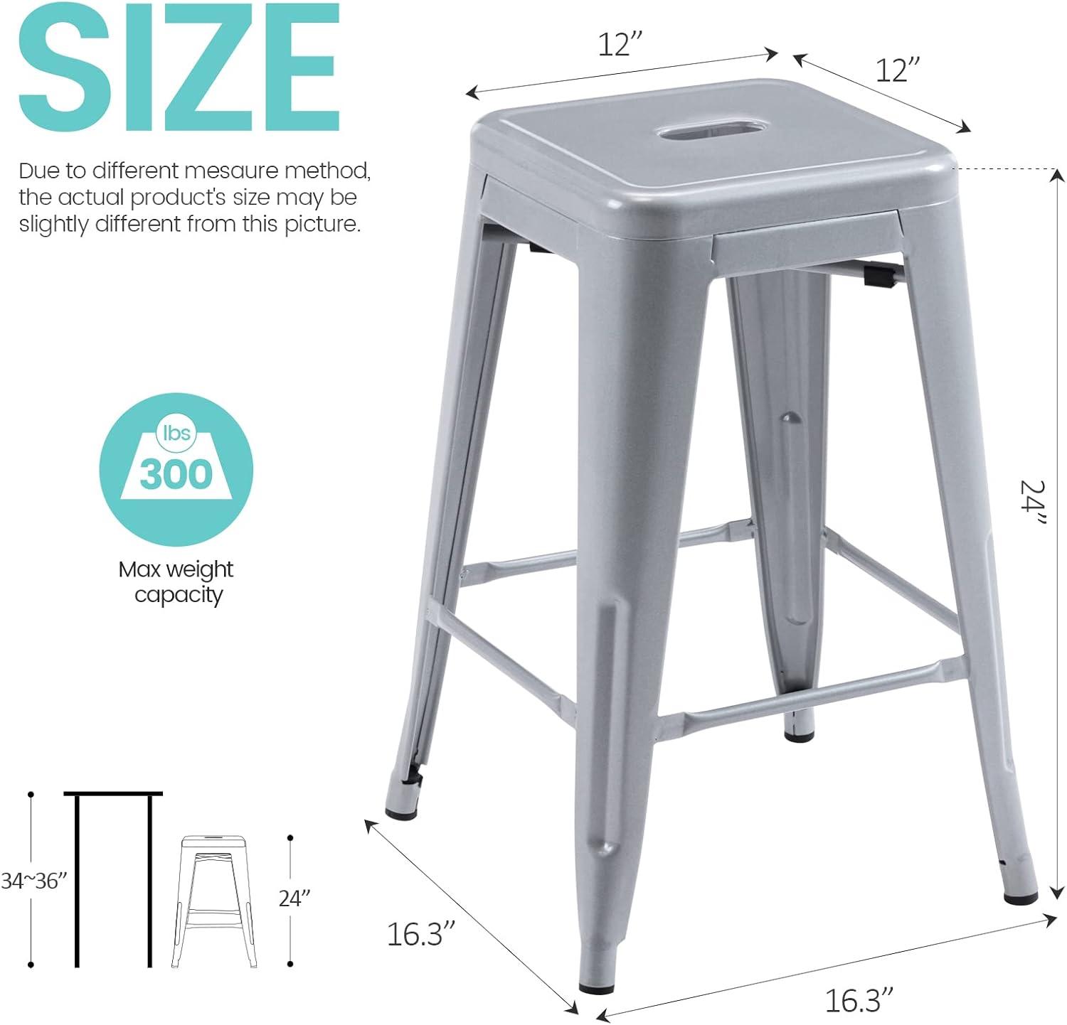 Williston Forge Kohki 24" Counter Stool Metal Bar Stools Counter Height Barstools Backless Indoor/Outdoor Bar Stools Kitchen Counter Stools Chairs(Set of 4)