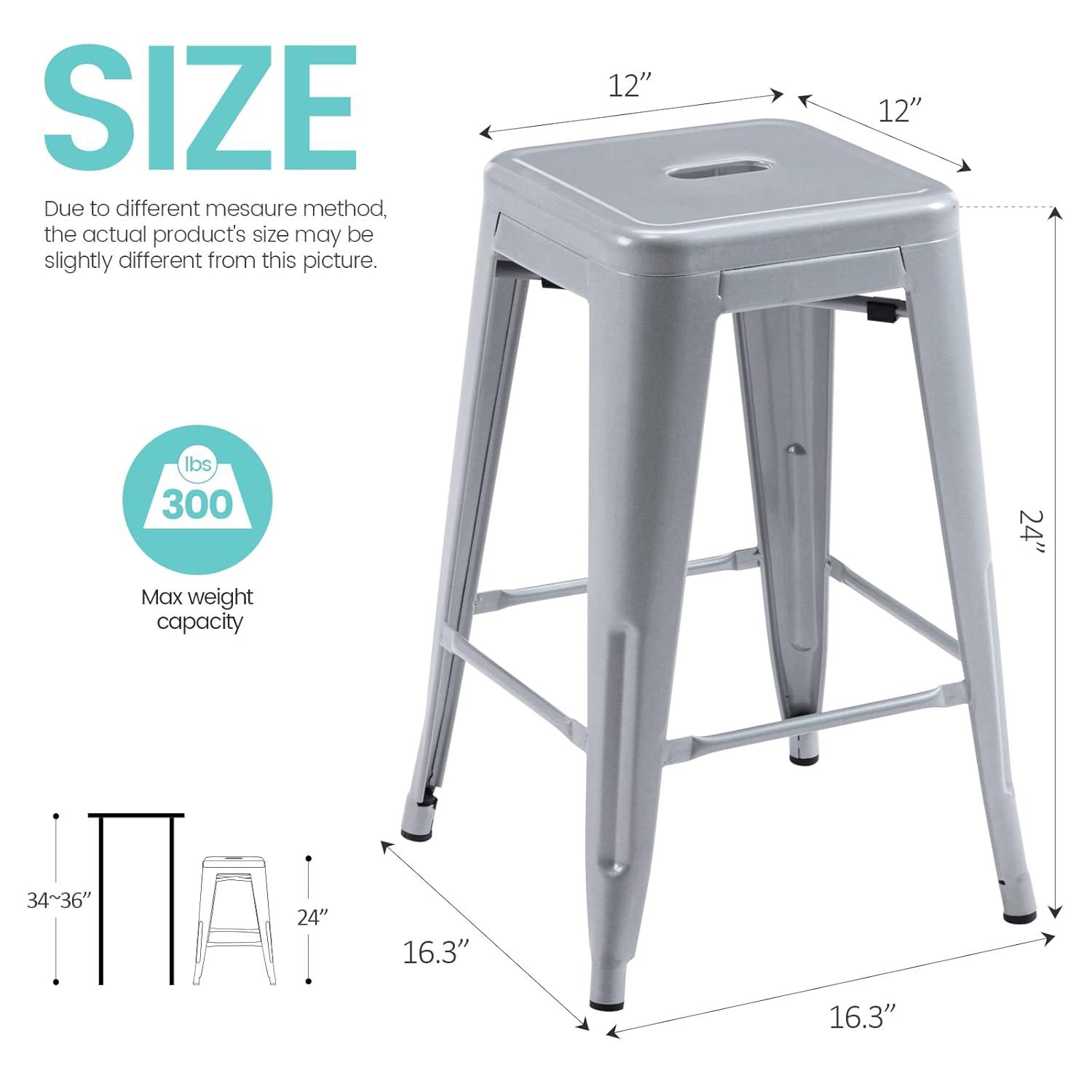 Williston Forge Kohki 24" Counter Stool Metal Bar Stools Counter Height Barstools Backless Indoor/Outdoor Bar Stools Kitchen Counter Stools Chairs(Set of 4)